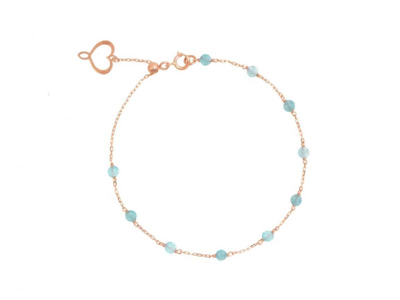 BRACCIALE AURUM IN ORO ROSA 18 CARATI CON PIETRE DI ACQUAMARINA MAMAN ET SOPHIE BPPTAAM